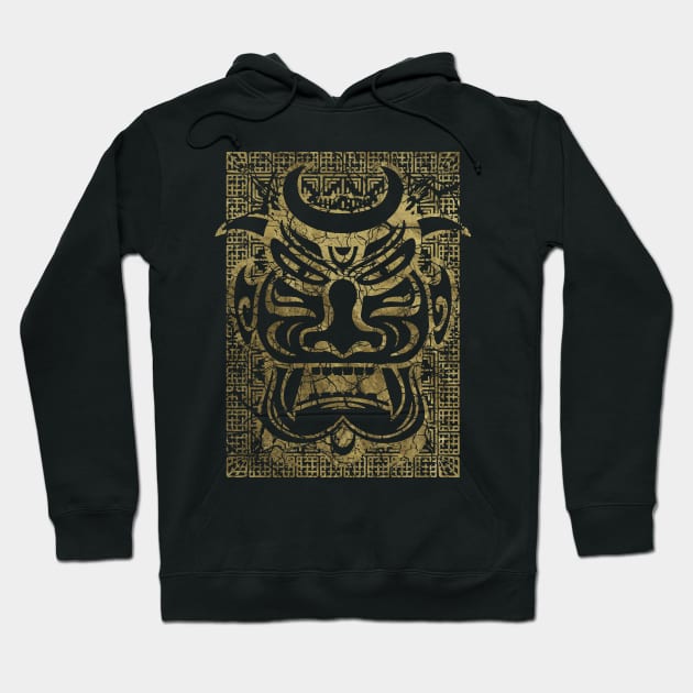 Vintage gold Tribal mask on tribal texture Hoodie by Nartissima